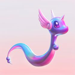  1:1 ambiguous_gender cortoony dragonair feral generation_1_pokemon gradient_background hi_res horn nintendo pokemon pokemon_(species) purple_eyes serpentine simple_background solo 