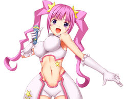  bad_id bad_pixiv_id breasts cameltoe choker covered_nipples crop_top elbow_gloves female gloves gundam gundam_build_fighters highres impossible_clothes impossible_shirt kirara_(gundam_bf) large_breasts long_hair microphone midriff navel pink_eyes pink_hair rate_(happy_afternoon) shirt short_shorts shorts showgirl_skirt sleeveless smile solo twintails white_shorts 