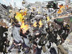  404_(girls&#039;_frontline) 6+girls 9a-91 9a-91_(girls&#039;_frontline) a-10_thunderbolt_ii acog aegis_(girls&#039;_frontline) agent_(girls&#039;_frontline) aircraft ak-47 ak-47_(girls&#039;_frontline) ammunition armband assault_rifle battle battlefield bomb city cloak clone commentary_request destroyer_(girls&#039;_frontline) destruction dinergate_(girls&#039;_frontline) dropping executioner_(girls&#039;_frontline) explosion explosive firing g11_(girls&#039;_frontline) gatling_gun girls&#039;_frontline guard_(girls&#039;_frontline) gun h&amp;k_g11 h&amp;k_hk416 h&amp;k_ump head-mounted_display heckler_&amp;_koch helicopter hk416_(girls&#039;_frontline) intruder_(girls&#039;_frontline) jaeger_(girls&#039;_frontline) jamie_leano kalashnikov_rifle manticore_(girls&#039;_frontline) multiple_girls non-humanoid_robot ots-12_(girls&#039;_frontline) ots-12_tiss panties pov rappelling reloading rifle ripper_(girls&#039;_frontline) robot sangvis_ferri shell_casing smoke_grenade submachine_gun uh-60_blackhawk ump45_(girls&#039;_frontline) ump9_(girls&#039;_frontline) underwear vespid_(girls&#039;_frontline) weapon white_panties yellow_armband 