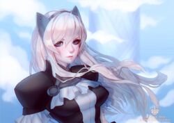  blonde_hair blue_eyes cat_ears druaga_no_tou fatina female frills long_hair solo upper_body valkymie 