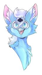  2022 anthro artist_name beak blue_body blue_eyes blue_fur blue_pupils bust_portrait cheek_tuft chest_tuft colored digital_drawing_(artwork) digital_media_(artwork) facial_tuft fan_character fur furby furby_(species) grey_beak hair hi_res inner_ear_fluff jerichoe light lighting male male_anthro open_mouth open_smile pink_inner_ear pink_tongue portrait pupils shaded short_hair simple_background smile solo tongue tuft white_background white_hair white_inner_ear_fluff 