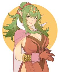  1girls big_breasts breasts cape choker cleavage dress female female_focus female_only fire_emblem fire_emblem_awakening gloves green_eyes green_hair highres human human_focus human_only jivke large_breasts light-skinned_female light_skin lips long_hair looking_at_viewer looking_to_the_side manakete mature mature_female milf nintendo no_bra no_panties no_underwear nude_underneath parted_lips pointed_ears pointy_ears ponytail red_dress red_gloves shiny shiny_skin short_dress side_slit sidelocks signature simple_background smile smiling solo solo_female solo_focus standing standing_up tiara tiki_(adult)_(fire_emblem) tiki_(fire_emblem) wholesome 