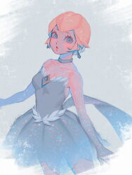  bare_shoulders bellhenge blonde_hair blue_dress blue_eyes breasts dress earrings female figure_skater_peach figure_skating_dress gloves jewelry mario_(series) official_alternate_costume official_alternate_hairstyle pantyhose princess_peach princess_peach:_showtime! short_hair strapless strapless_dress 