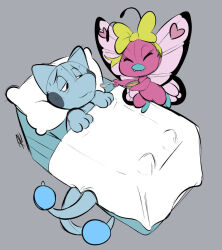  2019 2_tails 3_fingers anthro arthropod bed biped black_wings blue_body blue_ears blue_fur blue_tail bodily_fluids bow_accessory bow_only bow_ribbon bowl butterfly butterfree buttershe caretaker closed_eyes container cutlery dragonair dragonchu_(character) duo eyelashes fan_character fangs feeding female fingers food fur furniture generation_1_pokemon grey_background heart_symbol holding_object hybrid ill insects kitchen_utensils legendary_pokemon lepidopteran looking_at_another lying male mew_(pokemon) multi_tail multicolored_wings nintendo on_back pastelcore pikachu pillow pink_body pink_wings pokemon pokemon_(species) semi-anthro signature simple_background snout soup spoon sweat tail teeth tools under_covers white_wings wings 