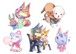  adult_(lore) aged_down alternative_fashion animal_crossing anthro audie_(animal_crossing) bea_(animal_crossing) bench blush candy canid canine canis chibi chief_(animal_crossing) cotton_candy daisy_(animal_crossing) dessert detailed detailed_food domestic_cat domestic_dog eyewear felid feline felis female food group heart_symbol j-fashion judy_(animal_crossing) kemono lagomorph leporid lolicon lolita_(fashion) male mammal napping nintendo o&#039;hare_(animal_crossing) rabbit rosie_(animal_crossing) ry_o_ta sleeping sunglasses sweet_lolita wolf wolfgang_(animal_crossing) young 