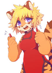  2019 5_fingers :d anthro asian_clothing biped blonde_hair blue_eyes breasts brown_body brown_ears brown_fur brown_nose brown_stripes brown_tail cheek_tuft chinese_clothing chinese_dress clothing countershade_face countershading digital_media_(artwork) dipstick_tail dress east_asian_clothing eyebrow_through_hair eyebrows facial_markings facial_tuft felid female female_anthro fingers fuo_(hanadaiteol) fur hair hanadaiteol head_markings kemono mammal markings medium_breasts monotone_hair multicolored_body multicolored_ears multicolored_fur open_mouth orange_body orange_fur orange_tail pantherine pink_tongue raised_tail red_clothing red_dress short_hair side_slit side_slit_clothing side_slit_dress simple_background sleeveless sleeveless_dress smile solo striped_arms striped_body striped_face striped_fur striped_legs striped_markings striped_tail stripes tail tail_markings tan_body tan_countershading tan_ears tan_fur tan_inner_ear teeth tiger tongue translucent translucent_hair tuft two_tone_ears two_tone_tail white_background 