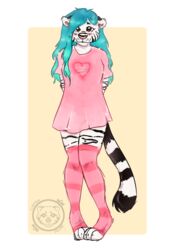  absurd_res anthro clothing curls cynthia_(cynthiafeline) cynthiafeline felid female footwear hi_res legwear mammal pantherine pigeon_toed socks solo stripes thigh_highs thigh_socks tiger 