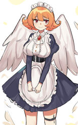  alternative_fashion breasts classic_lolita clothed clothing feathered_wings feathers female frilly front_view hair holding_object humanoid interspecies_reviewers j-fashion lolita_(fashion) meidri_(interspecies_reviewers) monotone_wings orange_hair smile solo white_body white_clothing white_feathers white_wings winged_humanoid wings yuroe 