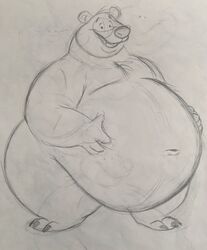  2019 anthro bear belly big_belly claws fangs fur hand_on_belly hi_res looking_at_viewer male mammal navel nude obese obese_anthro obese_male open_mouth overweight overweight_anthro overweight_male praceph smile smiling_at_viewer solo standing teeth toe_claws 