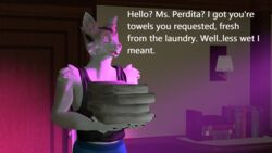  16:9 3d_(artwork) anthro astro_catmew calling cat_(petruz) clothing dialogue digital_media_(artwork) domestic_cat english_text felid feline felis greeting hi_res holding_object male mammal offscreen_character petruz_(copyright) shirt skinny solo source_filmmaker_(artwork) tank_top text topwear towel widescreen 