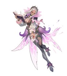  alternate_costume aversa_(fire_emblem) aversa_(resplendent)_(fire_emblem) book boots breasts bridal_gauntlets cape clenched_teeth dark-skinned_female dark_skin detached_sleeves dress facial_mark female fingernails fire_emblem fire_emblem_awakening fire_emblem_heroes flower frills full_body grey_hair highres holding holding_book large_breasts long_hair long_sleeves looking_away makitoshi0316 non-web_source official_art one_eye_closed open_book parted_bangs parted_lips pelvic_curtain plant red_eyes short_dress solo teeth thigh_boots torn torn_cape torn_clothes transparent_background vines white_lips wing_cape 