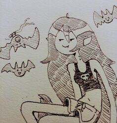  1girls adventure_time bat bats belly_button discount-supervillain female hair long_hair marceline marceline_abadeer midriff midriff_baring_shirt navl oerba_yun_fang shorts sketch vampire vampire_girl very_long_hair 