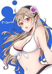  bikini breasts character_name cleavage commentary_request corrin_(female)_(fire_emblem) corrin_(female)_(summer)_(fire_emblem) corrin_(fire_emblem) female fire_emblem fire_emblem_fates fire_emblem_heroes flower hair_flower hair_ornament hairband highres large_breasts long_hair navel nekolook official_alternate_costume open_mouth pointy_ears red_eyes solo swimsuit upper_body white_bikini 