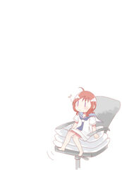  aged_down bad_id bad_pixiv_id barefoot chair eighth_note female fud highres jpeg_artifacts kiyosumi_school_uniform musical_note office_chair photoshop_(medium) pillow saki_(manga) school_uniform serafuku short_hair simple_background sitting solo swivel_chair takei_hisa toes white_background 