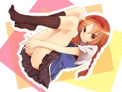  ass blush bow braid breasts brown_eyes brown_hair commentary_request d-frag! female hairband hairbow large_breasts long_hair sakura_hazuki school_uniform single_braid skirt solo takao_(d-frag!) uniform 