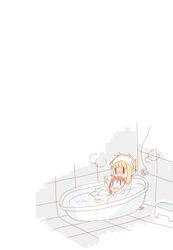  2girls aged_down bad_id bad_pixiv_id bathing bathtub blonde_hair blue_eyes blush couple fud fukuji_mihoko full_body height_difference highres indoors jpeg_artifacts multiple_girls photoshop_(medium) red_hair saki_(manga) same-sex_bathing shared_bathing short_hair squiggle takei_hisa water yuri 