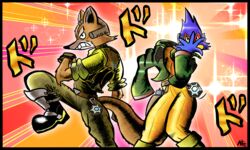  anthro avian bird caesar_zepelli canid canine crossover dramatic duo falco_lombardi fox fox_mccloud jojo&#039;s_bizarre_adventure joseph_joestar male mammal meme nintendo parody pose seetherabbit star_fox what 