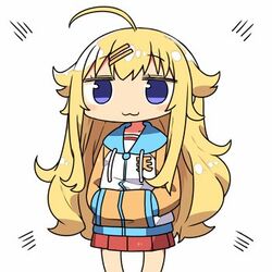  :3 ahoge bad_id bad_twitter_id blonde_hair blue_eyes commentary female fusion gabriel_dropout gabriel_tenma_white hair_ornament hairclip hands_in_pockets hinako_note inactive_account kanikama long_hair lowres natsukawa_kuina solo tomita_miyu voice_actor_connection white_background 