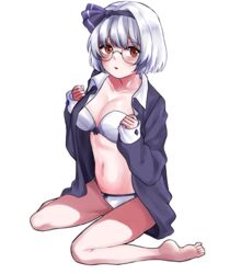  :o adapted_costume artist_request bad_id bad_pixiv_id bare_legs barefoot black_hairband black_pajamas black_ribbon blush bob_cut bra breasts cleavage collarbone commentary_request commission eyelashes female glasses grey_hair hair_ribbon hairband konpaku_youmu korean_commentary medium_breasts midriff navel nightshirt no_pants open_clothes open_shirt pajamas panties red-framed_eyewear red_eyes ribbon ribbon_bra ribbon_panties round_eyewear second-party_source short_hair sleepwear soles stomach toes touhou unbuttoned underwear white_bra white_panties 