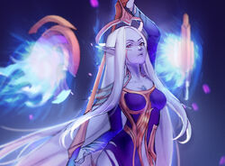  blue_body blue_skin breasts clothed clothing digital_media_(artwork) female golub_lol hair half-length_portrait humanoid humanoid_pointy_ears league_of_legends long_hair looking_at_viewer portrait riot_games shaded solo soraka tencent yellow_eyes 