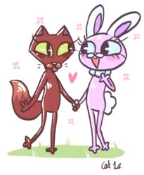  alpha_channel anthro black_eyes black_nose blue_sclera blush bracelet brown_body brown_fur bunny_(courage_the_cowardly_dog) cartoon_network courage_the_cowardly_dog domestic_cat duo eye_contact eyelashes felid feline felis female female/female flower fluffy fluffy_tail fur grass green_sclera hand_holding happy heart_symbol interspecies jewelry jewelry_only kitty_(courage_the_cowardly_dog) lagomorph leporid looking_at_another love mammal mostly_nude necklace nude orangecatbuttz outside pink_body pink_fur plant pupils rabbit romantic romantic_couple simple_background slit_pupils smile standing tail transparent_background 