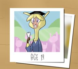  2021 alpaca anthro camelid chest_tuft diploma female graduation_cap graduation_robe hi_res hitsuji mammal paprika_paca_(tfh) party.mov photo pony.mov purple_eyes screencap_redraw smile solo them&#039;s_fightin&#039;_herds tuft 