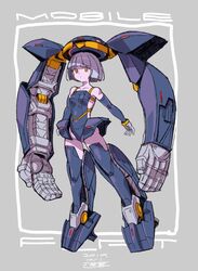  blunt_bangs blunt_ends boots breasts dated elbow_gloves female flat_(mobile_suit) floating gloves grey_gloves grey_hair gundam highres humanization leotard mecha_musume michi_kuso open_hands red_eyes short_hair small_breasts thigh_boots thighhighs turn_a_gundam v-shaped_eyebrows 