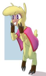  2021 alpaca anthro breasts camelid carpet clothing cloven_hooves digital_media_(artwork) eyelashes featureless_breasts featureless_crotch female fluffy hand_on_face hi_res hitsuji hooves long_eyelashes mammal nude paprika_paca_(tfh) poncho purple_eyes simple_background smile solo them&#039;s_fightin&#039;_herds yellow_body 