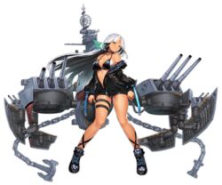  anchor anti-aircraft_gun armpit_crease artillery azur_lane bare_shoulders belt bikini bikini_top_only bikini_under_clothes black_hair black_jacket black_shorts body_markings breasts brown_eyes camouflage camouflage_footwear camouflage_jacket chains cleavage cross-laced_footwear dark-skinned_female dark_skin enka_(bcat) female full_body halterneck jacket large_breasts long_hair long_sleeves looking_at_viewer machinery massachusetts_(azur_lane) multicolored_hair native_american off_shoulder official_art open_clothes radar radar_dish range_finder rigging shoes short_shorts shorts skindentation solo swimsuit thigh_strap thighs transparent_background turret unbuttoned unzipped white_hair white_nails zipper 