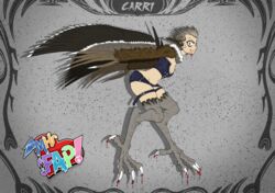  2019 4_toes accipitriform accipitriform_humanoid animal_humanoid anisodactyl avian avian_feet avian_humanoid belt bird bird_humanoid claws clothed clothing creepy_girl digital_drawing_(artwork) digital_media_(artwork) european_mythology feathered_wings feathers feet female greek_mythology grey_hair hair harpy humanoid leather looking_at_viewer mhfap! midriff monster_girl_(genre) mythological_avian mythological_creature mythology pose punishedkom red_eyes short_hair simple_background solo standing talons toe_claws toes vulture_humanoid wings 