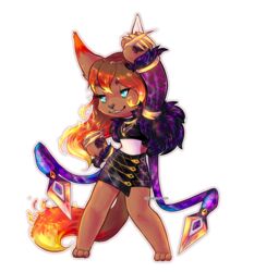  2018 alpha_channel anthro canid canine caradhina claws clothed clothing dancing evelynn_(lol) female fire flaming_hair flaming_tail fox fully_clothed league_of_legends mammal pseudo_hair riot_games solo tail tencent todesmarsch 