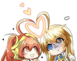  ... 1boy ahoge blush chung_seiker commentary_request elsword female hair_between_eyes heart heart_ahoge_duo ignia_(elsword) iron_paladin_(elsword) long_hair orange_eyes orange_hair priestess soo_(vyve2555) 