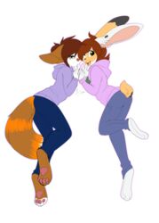  alpha_channel anthro brown_body brown_fur brown_hair canid canine duo fox freeze-pop88 fur green_eyes grey_body grey_fur hair hi_res lagomorph leporid mammal orange_body orange_fur rabbit simple_background tan_body tan_fur 