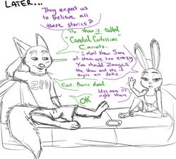  anthro better_version_at_source blush canid canine clothed clothing disney duo eyewear female fox fully_clothed fur furniture judy_hopps lagomorph leporid male mammal nick_wilde progressoftomorrow rabbit sofa zootopia 