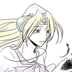  blonde_hair female female filia_ul_copt long_hair menthe_saila monochrome slayers slayers_try solo 