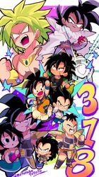  6+boys :d :o armor bad_id bad_twitter_id bardock black_eyes black_hair broly_(dragon_ball_super) broly_(dragon_ball_z) brothers chibi commentary_request couple dark_skin dragon_ball dragon_ball_super dragon_ball_super_broly dragon_ball_z dual_persona father_and_son female flying_nimbus full_body gine green_hair grin highres legendary_super_saiyan mother_and_son motunabe707070 multiple_boys nappa no_pupils open_mouth raditz saiyan_armor scar short_hair siblings smile son_goku star_(symbol) straight super_saiyan tail teeth time_paradox tullece twitter_username vegeta 