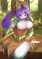  anthro big_breasts breasts canid canine clothed clothing female kakuteki11029 knife legend_of_mana mammal mana_(series) sierra_(mana) solo square_enix weapon 