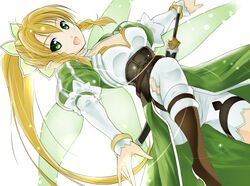  alternate_breast_size bike_shorts blonde_hair boots braid breasts cleavage commentary_request female green_eyes green_wings katana leafa long_hair medium_breasts moonsorrow multiple_wings pointy_ears ponytail sheath sheathed sword sword_art_online thighhighs twin_braids very_long_hair weapon wings 