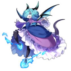  :d bat_wings black_pantyhose blue_fire dragalia_lost dress female fire flower full_body hair_over_one_eye hairstyle_request horns leg_up long_dress long_sleeves looking_at_viewer non-web_source oerba_yun_fang official_art open_mouth pantyhose purple_dress rose saitou_naoki silke_(dragalia_lost) smile solo standing standing_on_one_leg tail transparent_background wide_sleeves wings 