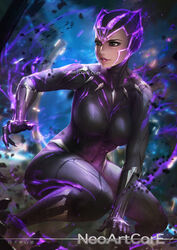  artist_name black_eyes black_panther_(marvel) bodysuit breasts claws commentary_request dark-skinned_female dark_skin english_commentary female genderswap_(mtf) lips marvel medium_breasts mixed-language_commentary neoartcore nose parted_lips photoshop_(medium) rule_63 shuri_(marvel) solo squatting t&#039;challa thai_commentary thighs 