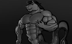  aaron_(undertale) abs anthro biceps big_muscles equid equine fish grey_background horse hybrid male mammal marine monochrome muscular muscular_anthro muscular_male nipples nude pecs ripped-saurian simple_background solo undertale undertale_(series) 