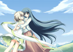  angelina_rocca belle blue_hair gray_hair katahane long_hair short_hair wings 