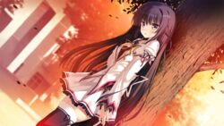  black_hair eufonie game_cg kamishiro_touko koiken_otome long_hair ribbons seifuku tateha thighhighs 