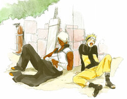  2boys darui male male_focus multiple_boys naruto naruto_shippuuden nishimura_aloha uzumaki_naruto 