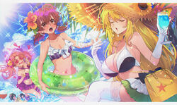  5girls bad_id bad_pixiv_id bag ball beach beachball between_breasts bikini bikini_skirt black_hair blonde_hair bow bracelet breasts bridal_garter brown_eyes brown_hair closed_eyes cloud collarbone crazy_straw drink drinking_straw drooling earrings electricity electrokinesis flower flower_wreath food fruit gekota gloves hair_flower hair_ornament handbag hat head_wreath heart heart-shaped_eyes highres innertube jewelry kagura_kurosaki large_breasts leaf long_hair low_twintails medium_hair misaka_mikoto multiple_girls navel ocean open_mouth outdoors pineapple pineapple_slice pointing pointing_at_another purple_bikini saliva saten_ruiko shirai_kuroko shokuhou_misaki short_hair splashing star_(symbol) strap_between_breasts sun_hat swim_ring swimsuit thighhighs toaru_kagaku_no_railgun toaru_kagaku_no_railgun_t toaru_majutsu_no_index twintails uiharu_kazari very_long_hair water white_gloves white_legwear 