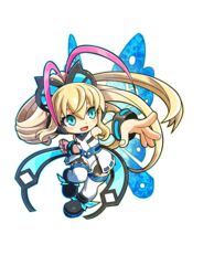  alpha_transparency azure_striker_gunvolt blue_eyes chibi female full_body highres long_hair lumen_(gunvolt) mechanical_wings mighty_gunvolt mighty_gunvolt_burst natsume_yuji official_art open_mouth ponytail simple_background smile solo thighhighs transparent_background wings 