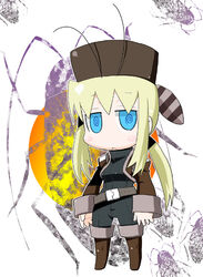  antenna antennae blonde_hair blue_eyes chibi darker_than_black female hat solo tanya_(darker_than_black) tanya_akulova 