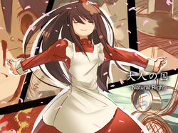  apron artist_request black_hair blood bow brown_hair closed_eyes crying dress female goggles hat hermes kino kino_no_tabi long_hair motorad motorcycle no_eyes open_arms petals ribbon sakura smile solo tears wallpaper 