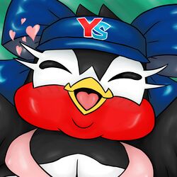  1:1 avian bikini bird clothing female hat headgear headwear heart_symbol hirundinid mascot momu9172 nippon_professional_baseball obese oscine overweight passerine solo swallow_(bird) swimwear tokyo_yakult_swallows tsubami visor 