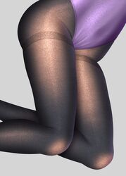  brown_pantyhose close-up commentary_request feet_out_of_frame female fine_fabric_emphasis grey_background gurande_(g-size) highres legs leotard lower_body original pantyhose purple_leotard simple_background solo thighband_pantyhose 